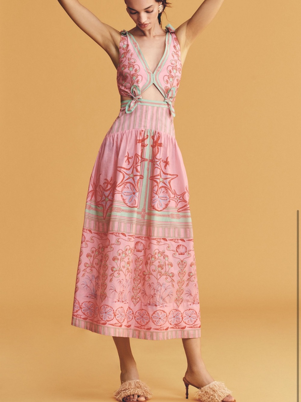 Farm Rio Cutout Printed Midi Dress